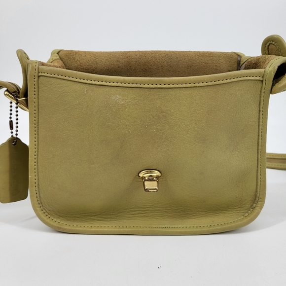 Vintage Coach Legacy Small Fold Over Flap Shoulder Bag Purse Green Leather - Picture 7 of 13